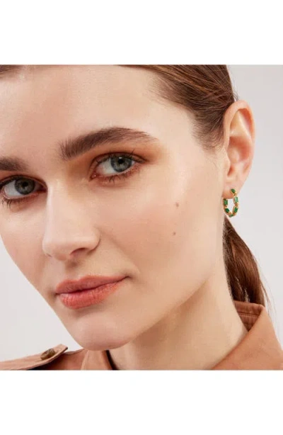 Lito Generosity Agate Hoop Earrings In Green