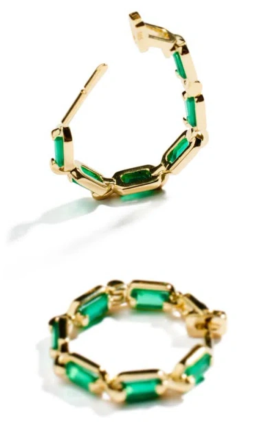 Lito Generosity Agate Hoop Earrings In Green