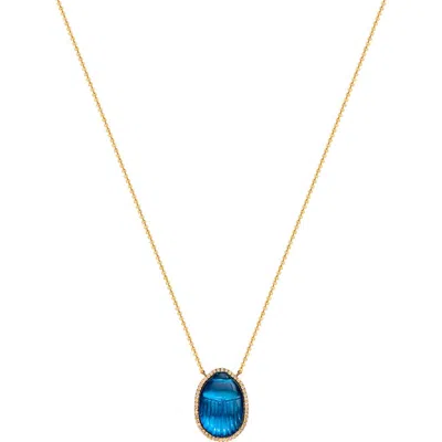 Lito Small Luna Pendant Necklace In Blue