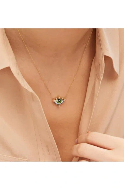 Lito Russe Petit Vert Diamond Pendant Necklace In Green