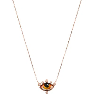 Lito Russe Petit Ambre Diamond Pendant Necklace In Orange