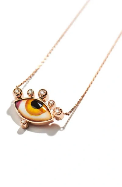 Lito Russe Petit Ambre Diamond Pendant Necklace In Orange