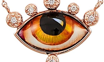 Lito Russe Petit Ambre Diamond Pendant Necklace In Orange