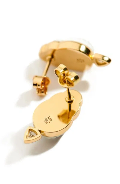 Lito Chiara Mother-of-pearl Scarab Stud Earrings In Gold