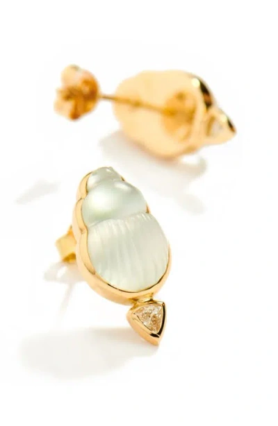 Lito Chiara Mother-of-pearl Scarab Stud Earrings In Gold