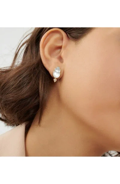 Lito Chiara Mother-of-pearl Scarab Stud Earrings In Gold