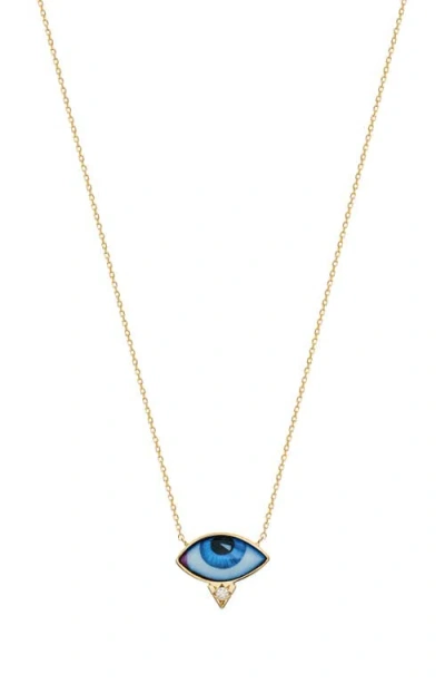 Lito Petit Bleu Diamond Eye Pendant Necklace In Blue
