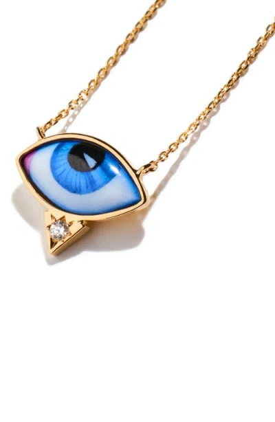 Lito Petit Bleu Diamond Eye Pendant Necklace In Blue