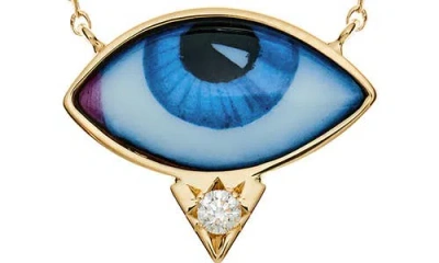 Lito Petit Bleu Diamond Eye Pendant Necklace In Blue