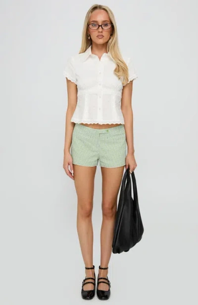 Princess Polly Protect Your Peace Eyelet Short Sleeve Shirt In White