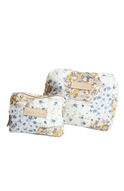 Lily And Lionel London Print Cosmetic Bag In Blue