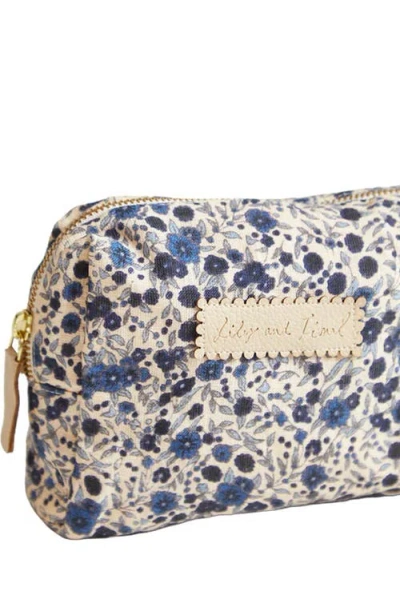Lily And Lionel London Print Cosmetic Bag In Blue