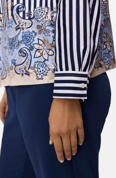 Foxcroft Jodie Stripe Cotton Button-up Shirt In Black