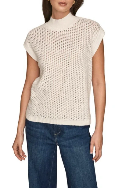 Donna Karan New York Open Stitch Cap Sleeve Sweater In Neutral