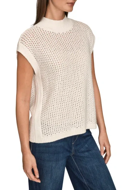 Donna Karan New York Open Stitch Cap Sleeve Sweater In Neutral