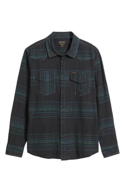 Dark Seas Austin Print Snap-up Shirt In Gray