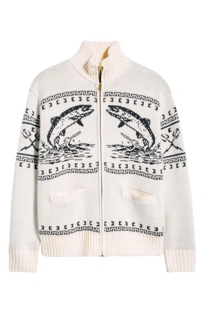 Dark Seas Old Timer Mock Neck Zip Sweater In White