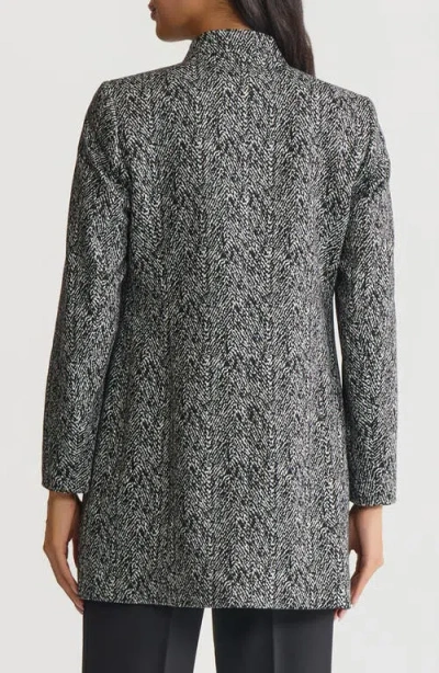 Kasper Herringbone Open Front Blazer In Gold