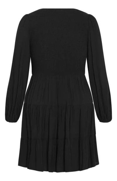 City Chic Iris Arielle Balloon Sleeve Minidress In Black