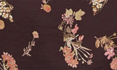 City Chic Abbigail Floral Print Long Sleeve Maxi Dress In Brown