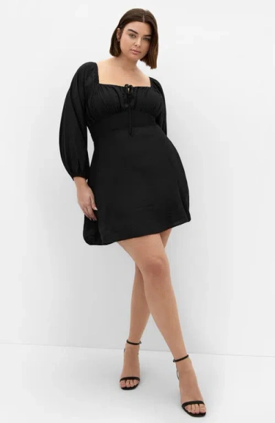 City Chic Abbie Smocked Back Minidress In Black