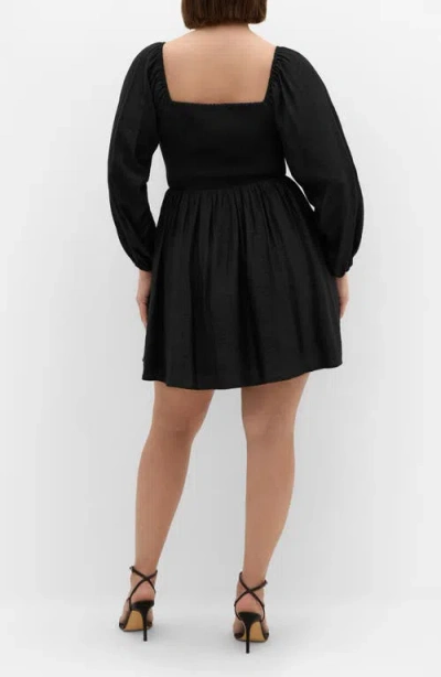 City Chic Abbie Smocked Back Minidress In Black