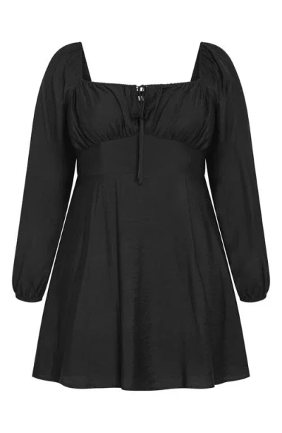 City Chic Abbie Smocked Back Minidress In Black