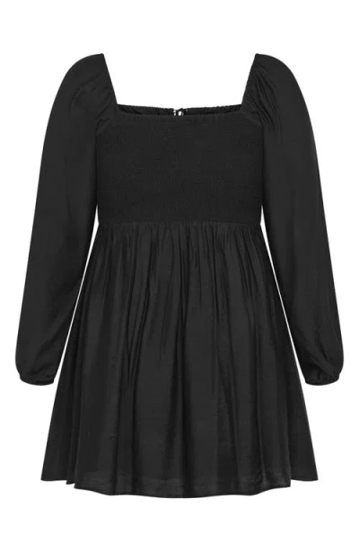 City Chic Abbie Smocked Back Minidress In Black
