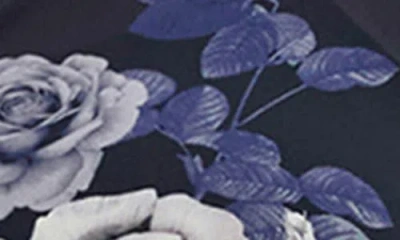 City Chic Janine Floral Print Tie Waist Shirt In Blue