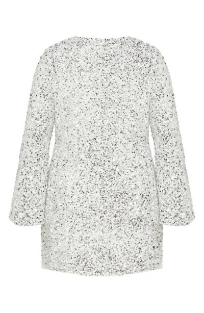 City Chic Paislee Sequin Long Sleeve Dress In Multi