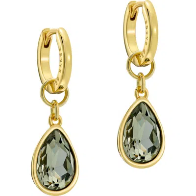Ted Baker Divine Crystal Drop Huggie Hoop Earrings In Gold