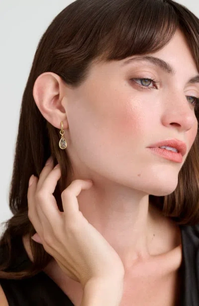 Ted Baker Divine Crystal Drop Huggie Hoop Earrings In Gold