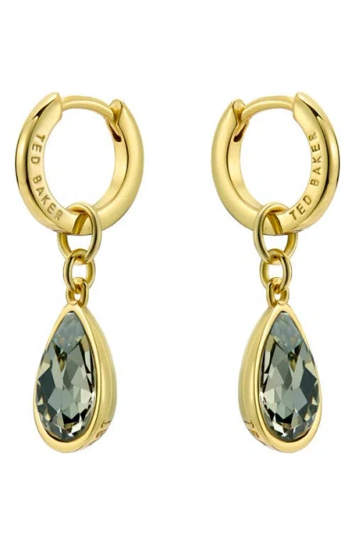 Ted Baker Divine Crystal Drop Huggie Hoop Earrings In Gold