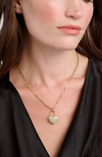 Ted Baker Paris Statement Pavé Crystal Padlock Pendant Necklace In Gold