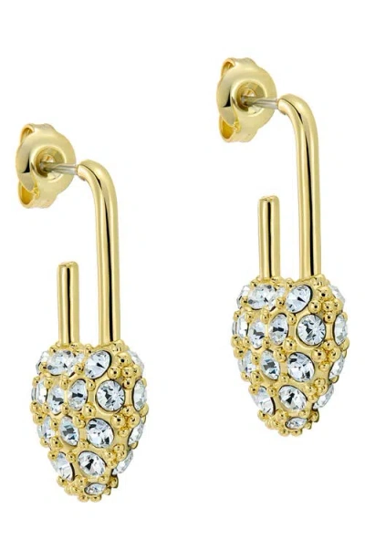 Ted Baker Payton Crystal Padlock Drop Earrings In Gold