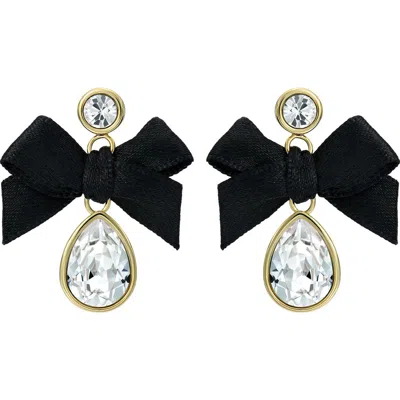 Ted Baker Ritala Ribbon Bow Crystal Drop Earrings In Black