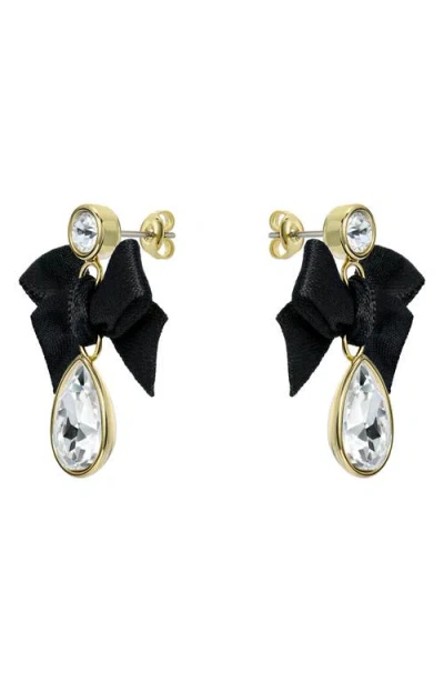 Ted Baker Ritala Ribbon Bow Crystal Drop Earrings In Black