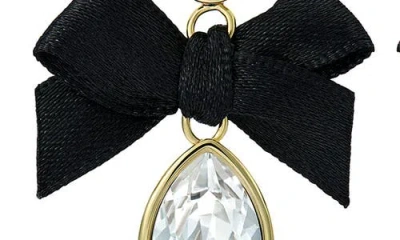 Ted Baker Ritala Ribbon Bow Crystal Drop Earrings In Black