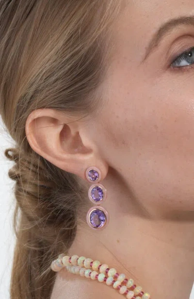 Goshwara Melange 3-tier Drop Earrings In Purple