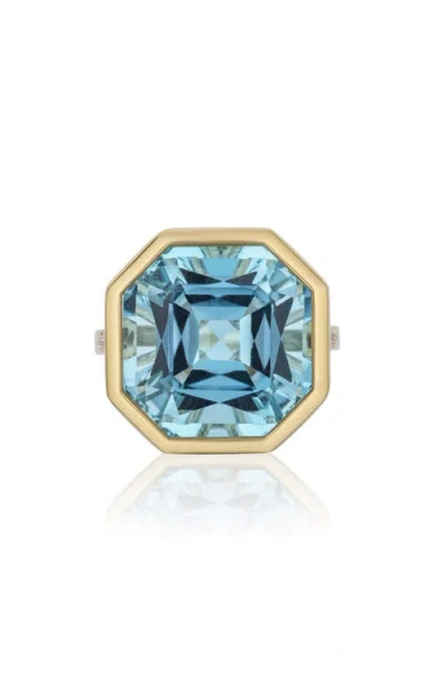 Goshwara Gossip Octagon Cut Stone & Pavé Diamond Ring In Blue