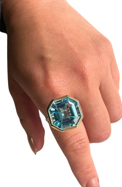 Goshwara Gossip Octagon Cut Stone & Pavé Diamond Ring In Blue