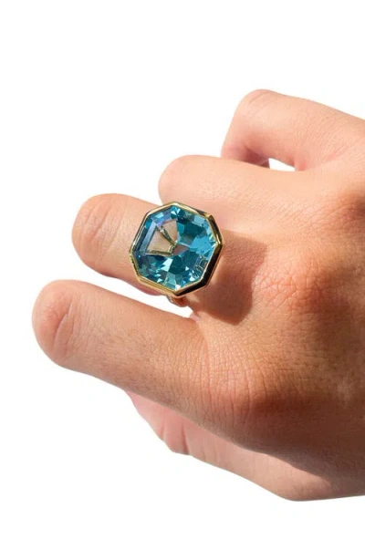 Goshwara Gossip Octagon Cut Stone & Pavé Diamond Ring In Blue