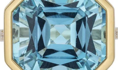 Goshwara Gossip Octagon Cut Stone & Pavé Diamond Ring In Blue