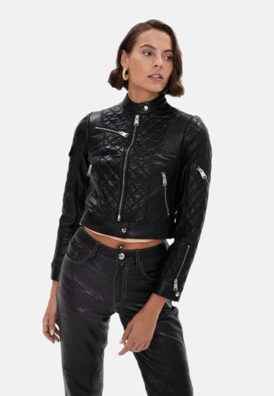 Furniq Uk Ann Leather Jacket In Black
