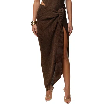 Jluxlabel Hazel Metallic Knit Maxi Skirt In Brown