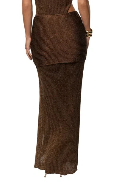 Jluxlabel Hazel Metallic Knit Maxi Skirt In Brown