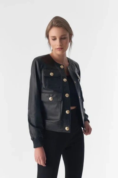 Furniq Uk Llc Beatrice Leather Jacket In Black