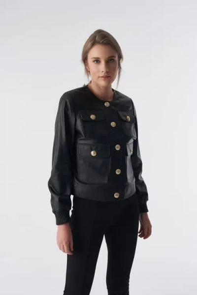 Furniq Uk Llc Beatrice Leather Jacket In Black