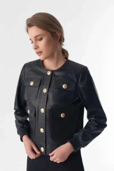 Furniq Uk Llc Beatrice Leather Jacket In Black
