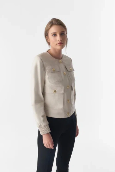 Furniq Uk Llc Beatrice Leather Jacket In Sand